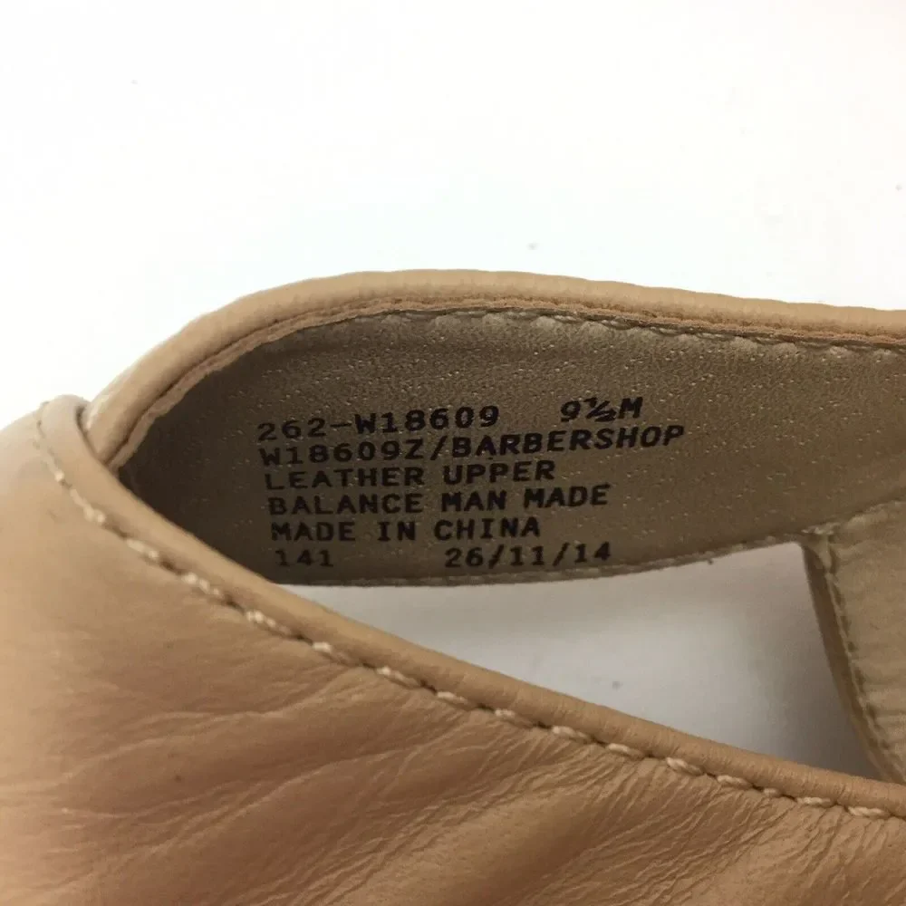 White Mountain‎ Wedge Heel Shoes beige 9.5 M Leather Lpper Barbershop Womans
